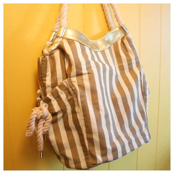 Betsey Johnson gold nautical striped bag set - Picture 2 of 4