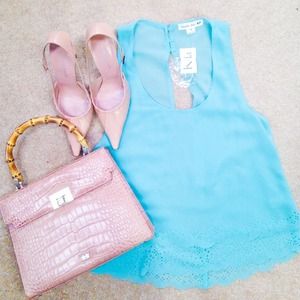Blue Chiffon Top