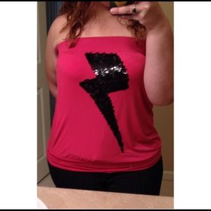 Hot pink Torrid tank top with black sequins