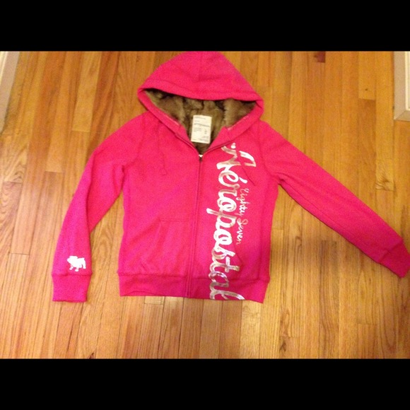 Aeropostale faux fur lined pink sweatshirt