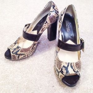 MK Snake Skin Buckled Heels