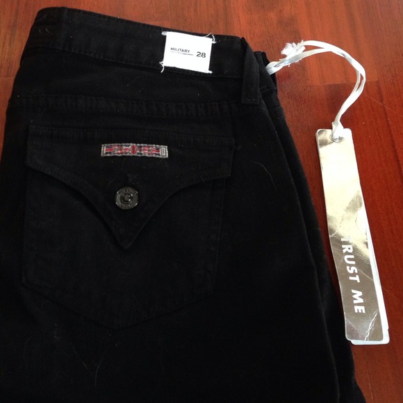 Hudson black military flap pocket cargo skinnys