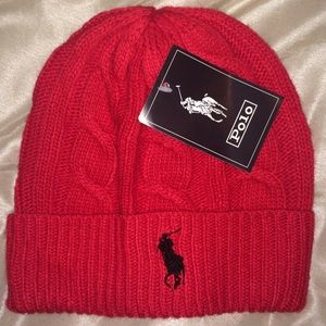 Red/Black Polo RL Beanie