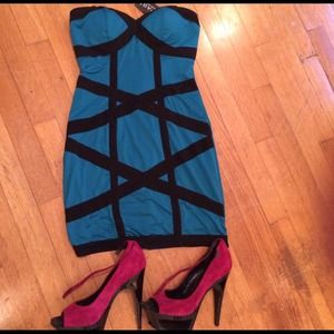 Teal bandage dress