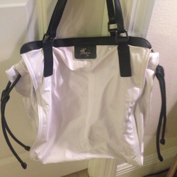 Burberry White and Black drawstring bag