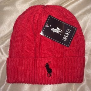 Red/Black Polo RL Beanie