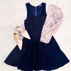 Black Lace Skater Dress