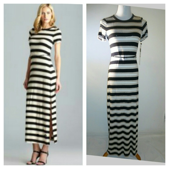 Calvin Klein Dresses & Skirts - 🎉HP 12/10🎉Belted Stripe Jersey Maxi w/side slit