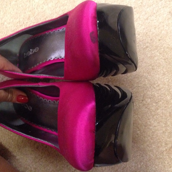Hot Pink Satin Pumps Heels - Picture 2 of 4