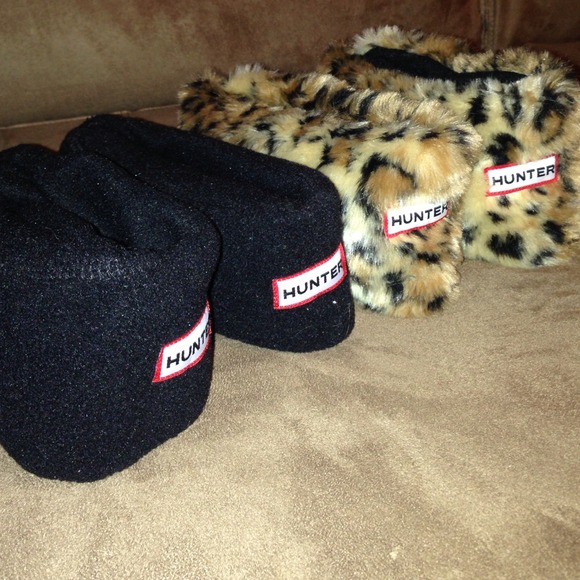 Cheetah print and solid black hunter socks.