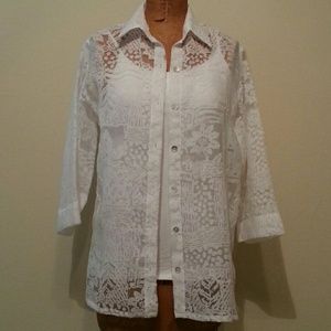 Beautiful Chico's Burn Out Blouse