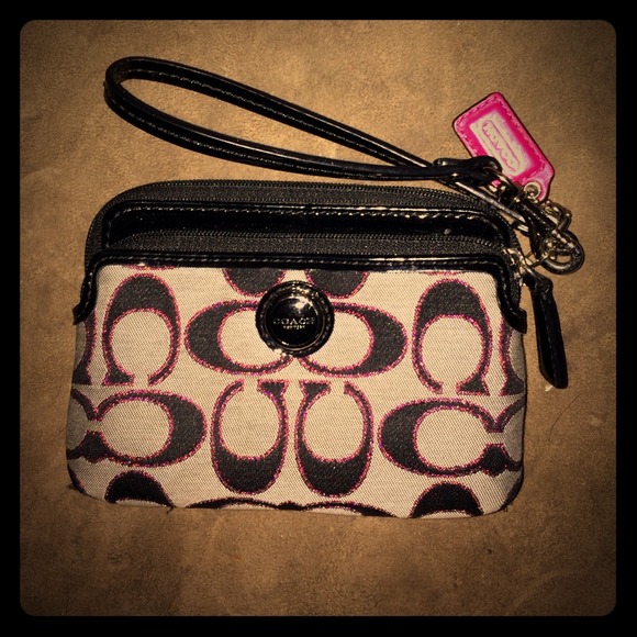 Fun black and pink coach wristlet