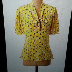 SOLD! Lemon Liftoff Blouse, size 4 euc