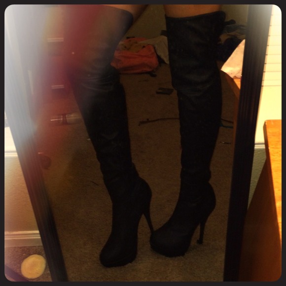 Black Thigh High Boots