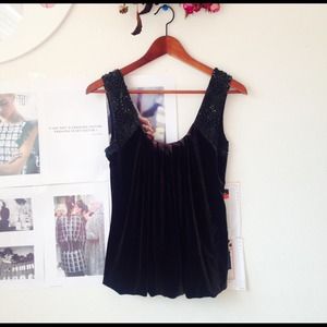Black velvet beading top