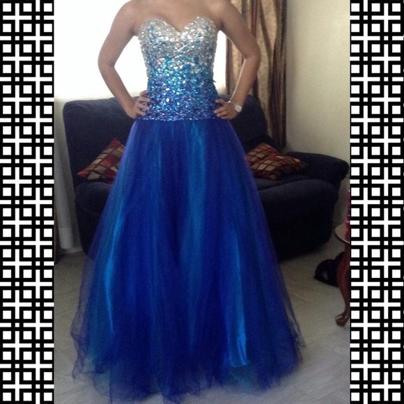 Strapless night moves 6600 ombré beaded ball gown