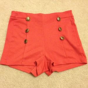 Coral high waisted shorts