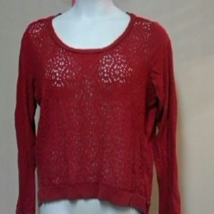 Red lace high low shirt