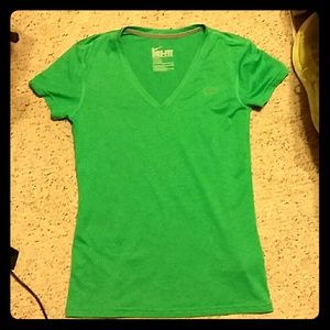 Green Nike dri-fit V-neck