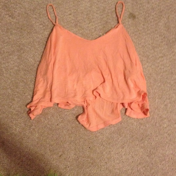 Cute coral pink spaghetti strap crop top!!(;