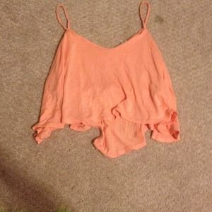 Cute coral pink spaghetti strap crop top!!(;