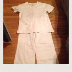 White scrub set