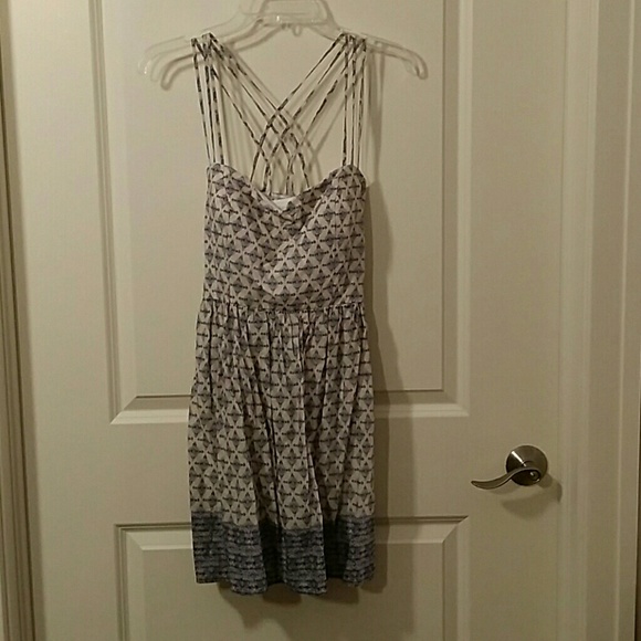 Blue and ivory strappy dress