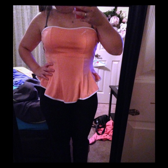 Salmon colored peplum top