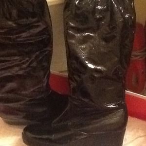 Coach knee high monogram Patent Leather Boots