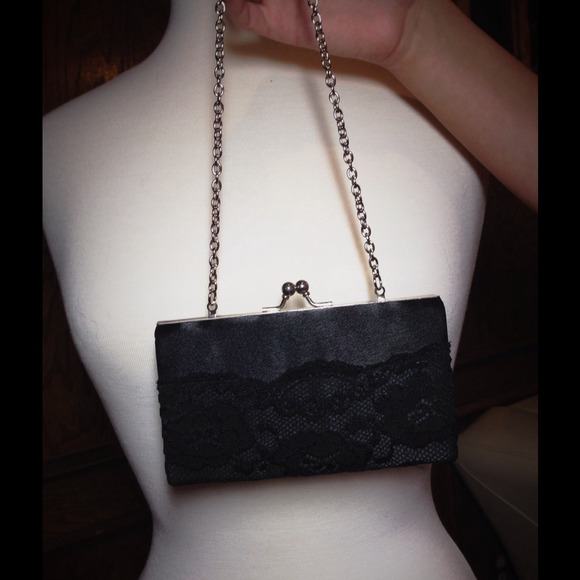 ❤️SOLD❤️ Petite black satin evening purse