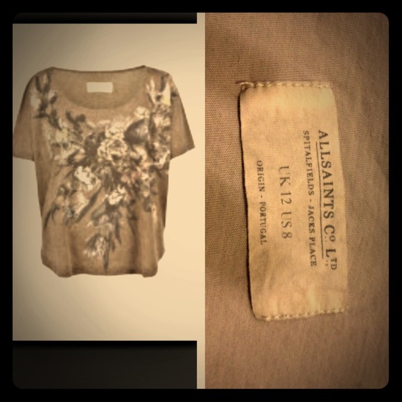 SALE!!! All saints drape/ lose fit top wheat print