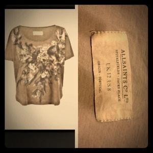 SALE!!! All saints drape/ lose fit top wheat print