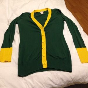 Green and yellow cardigan