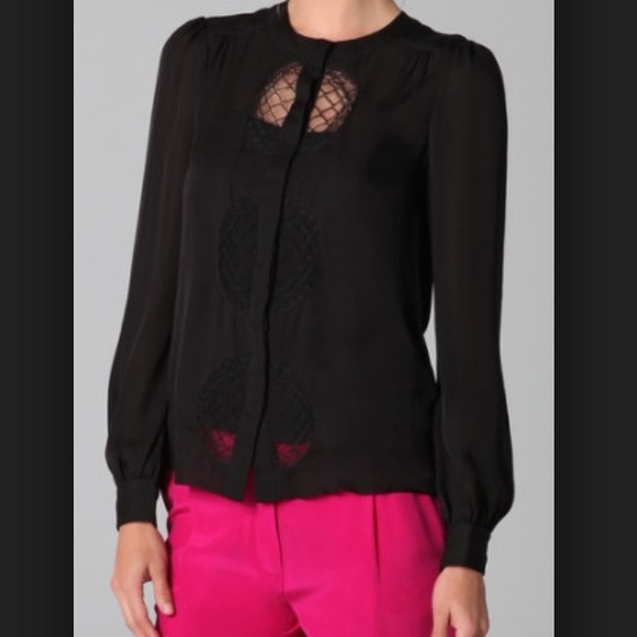 DIANE von FURSTENBERG Billow Lace Silk Top - Picture 2 of 4