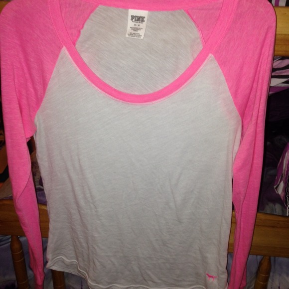 Pink Victoria's Secret baseball tee