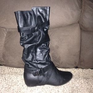 Black pleather boots