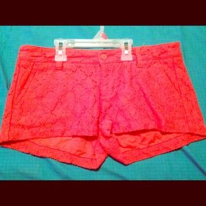 Pink lacey material shorts