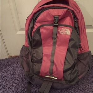 Pink north face backpack