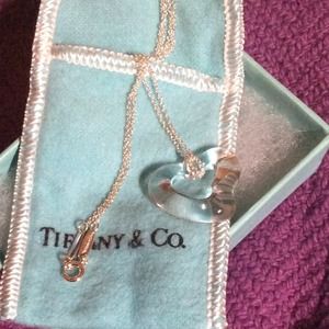 Tiffany crystal heart on sterling silver chain.