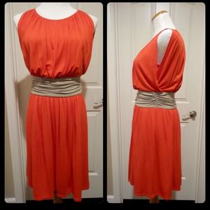 Tangerine & Tan Dress