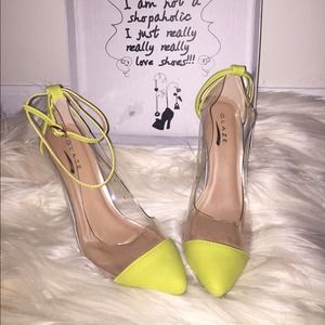 Clear ankle strap pumps!