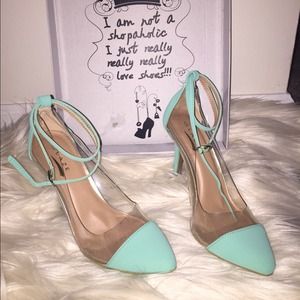 Clear ankle strap pumps!