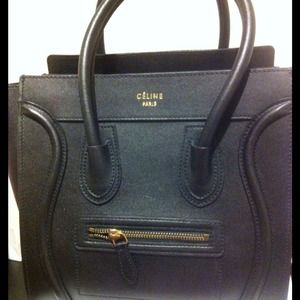 Celine black calfskin leather micro luggage bag