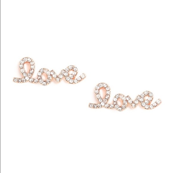 Jewelry - Rhinestone Love Stud Earrings