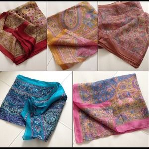 BUNDLE save! FIVE 100% silk scarfs. GREAT gift!