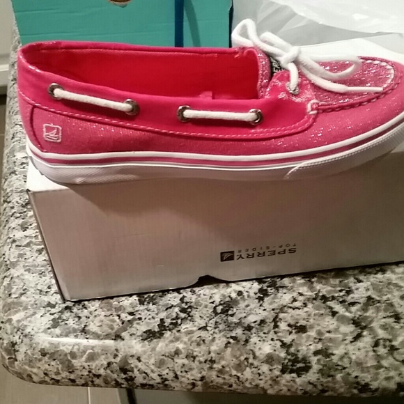 NIB  GIRLS BISCAYNE 1EYE PINKSPARKLE SPERRY'S