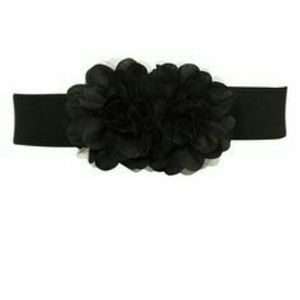 Torrid black flower ruffle stretch belt