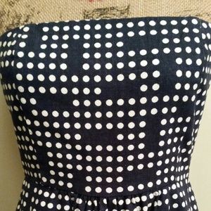 GAP BLUE AND WHITE POKA DOT STRAPLESS DRESS