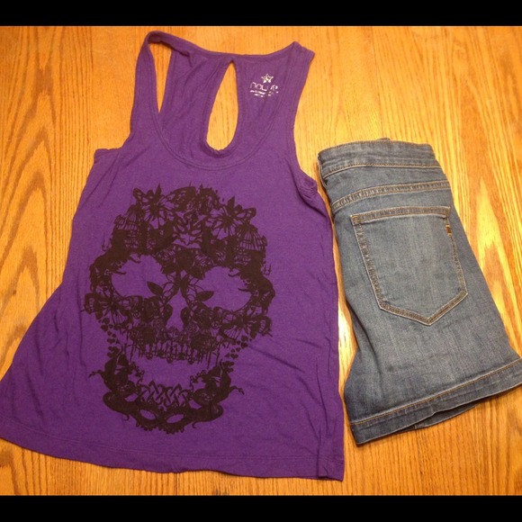 Like New Purple Racerback with Skull