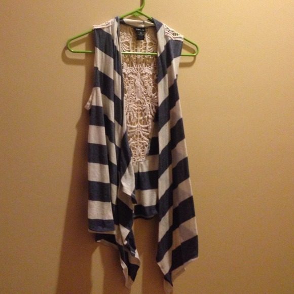 Reserved Striped long vest/ cardigan